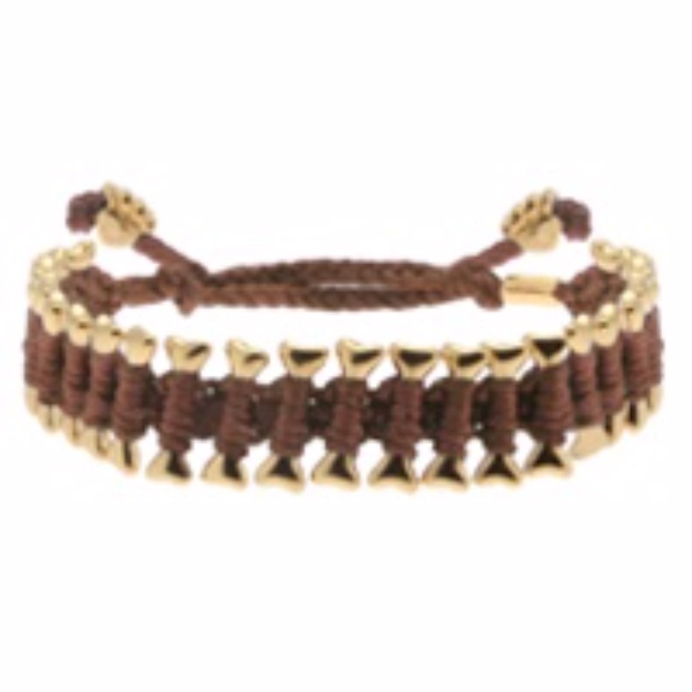 Heart U Back Gold Plated Brown Bone Bracelet